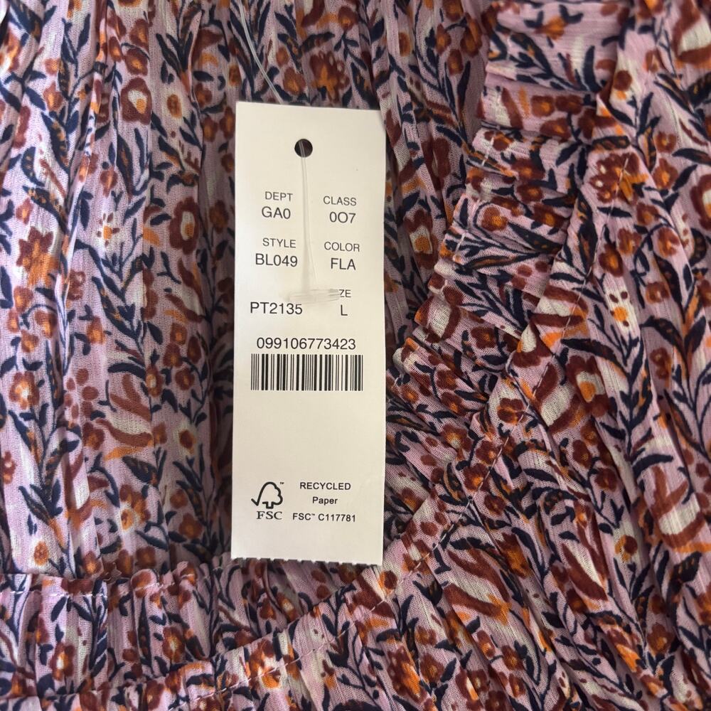 J Crew Crinkle Chiffon Detail Top in Floral Fields New Size Large Blouse - Picture 10 of 10